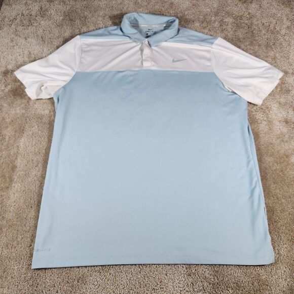 Nike Other - Nike Golf Dro Fit Polo Men’s XL Blue White Breathe Colorblock Dri-Fit EUC